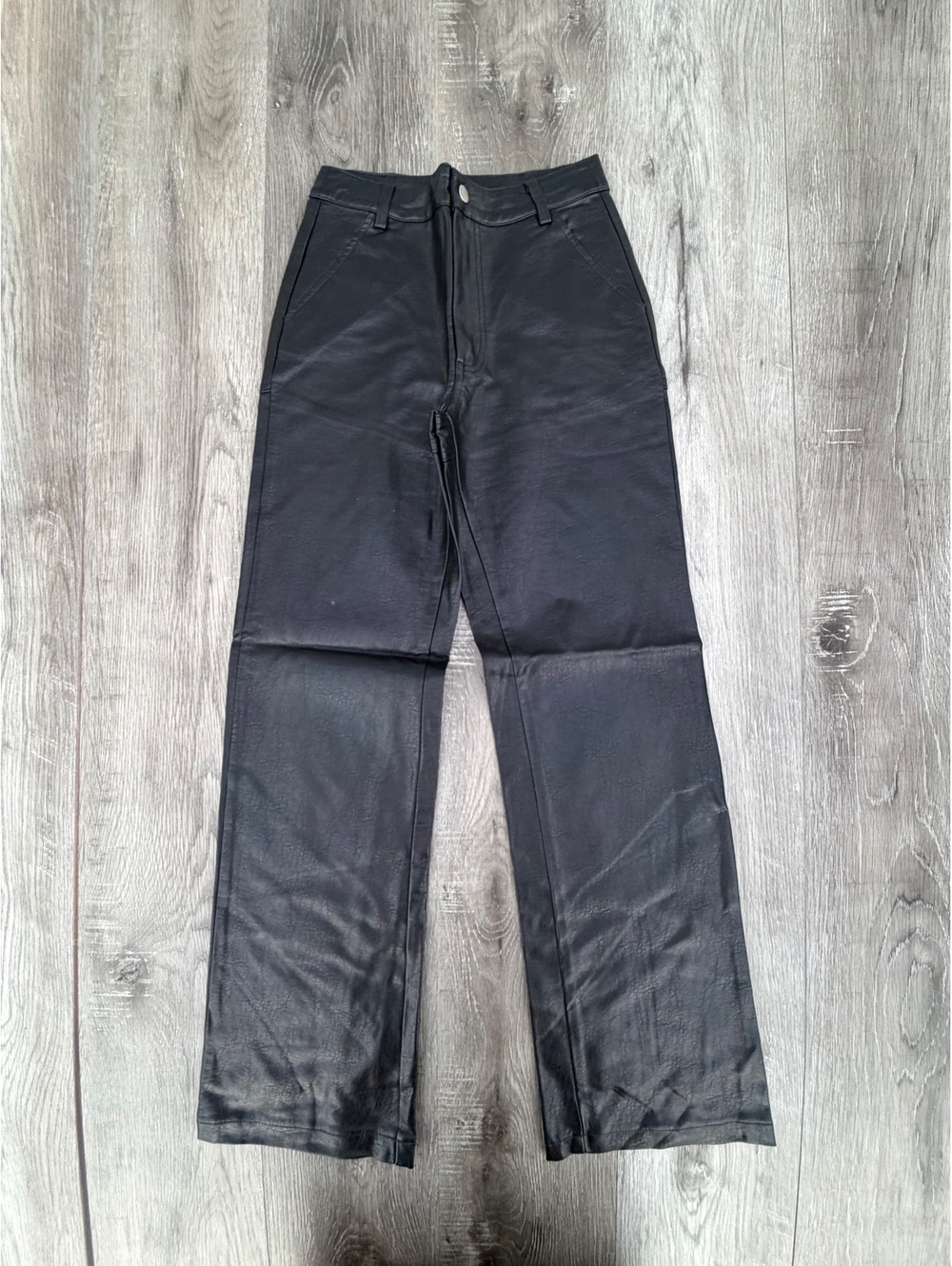 Princess Polly black high-rise faux leather trousers size 0